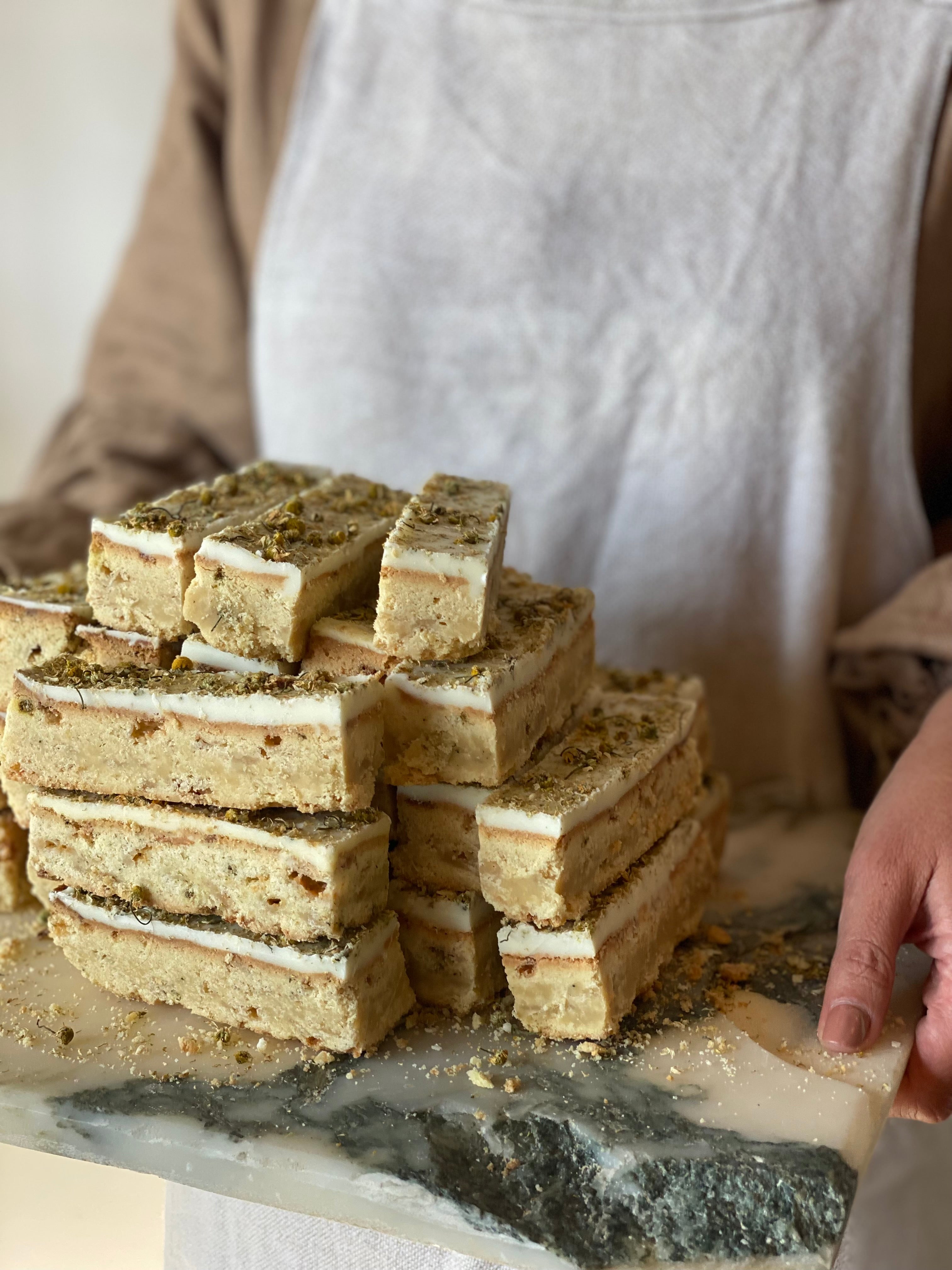 10 x Chamomile + White Chocolate Shortbread
