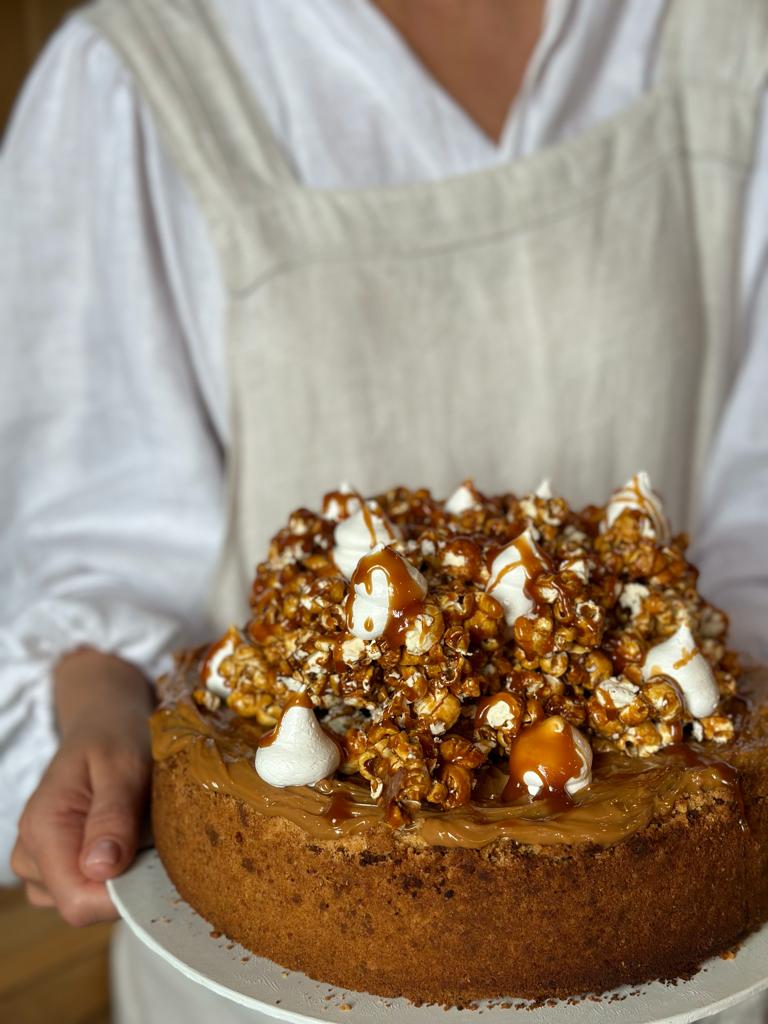 Salted Caramel Popcorn Cheesecake